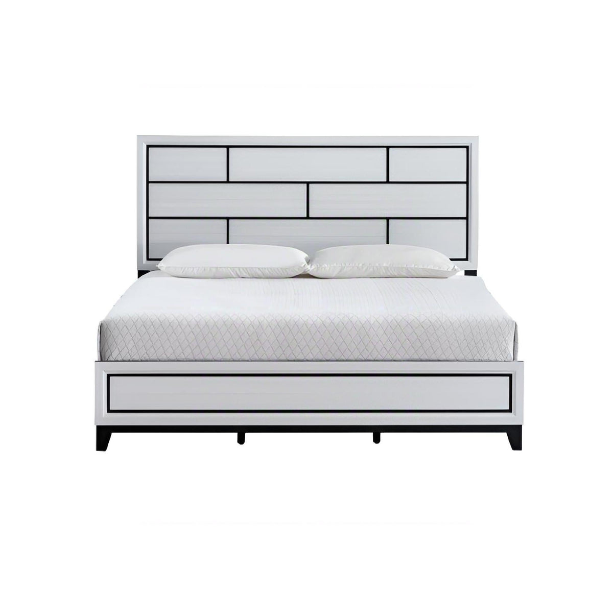 Durable Panel Bed Frame with Modern Design - Dark Gray or White