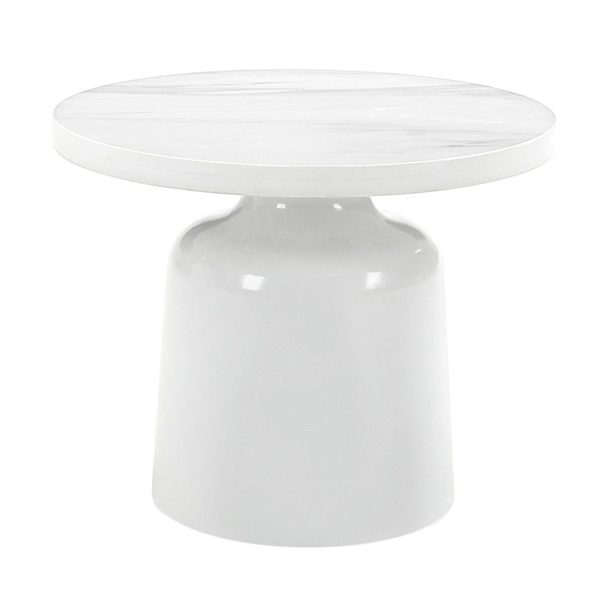 Zaid Engineering Marble High Gloss Table with Pedestal Base - White