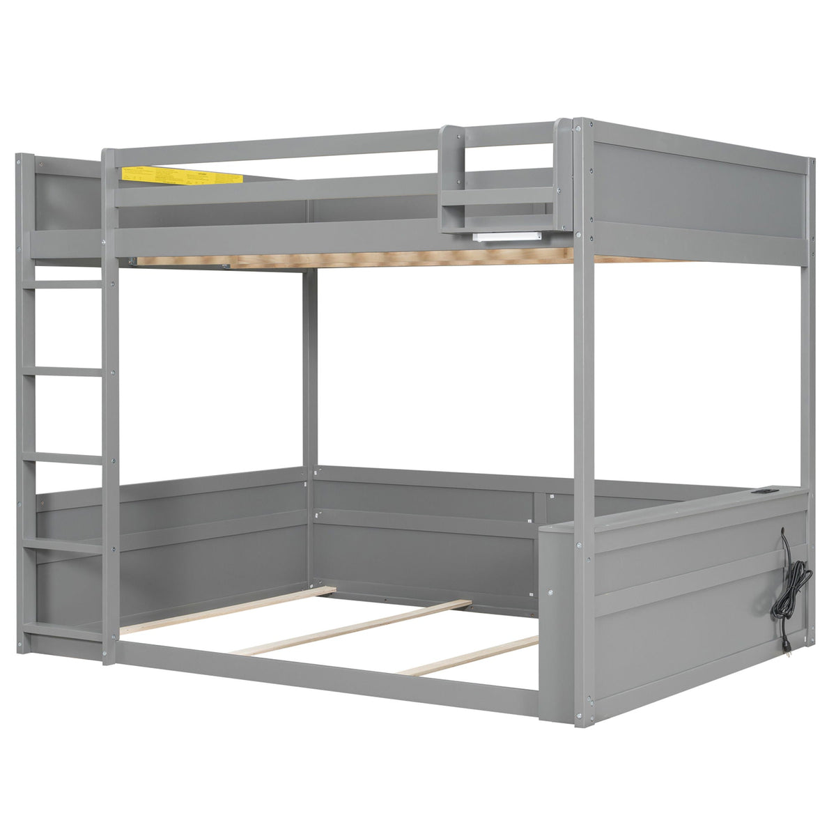 Bunk Bed With Built-In Shelves, Storage Box, LED Light And USB Charging Station