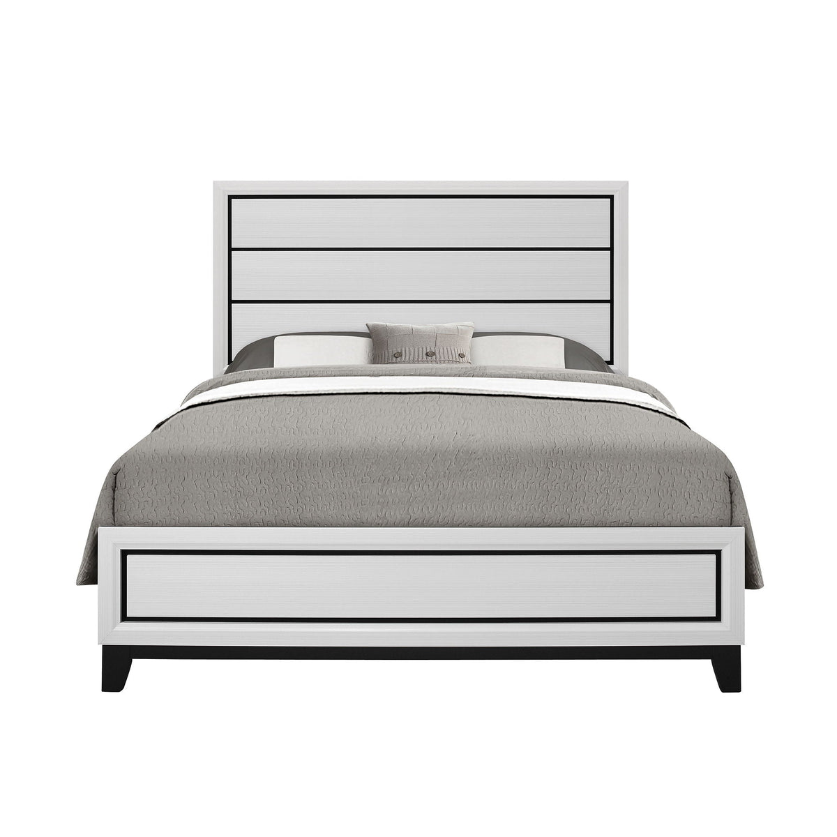 Mirage Panel Bed with Contemporary Headboard - Available in Dark Gray or White