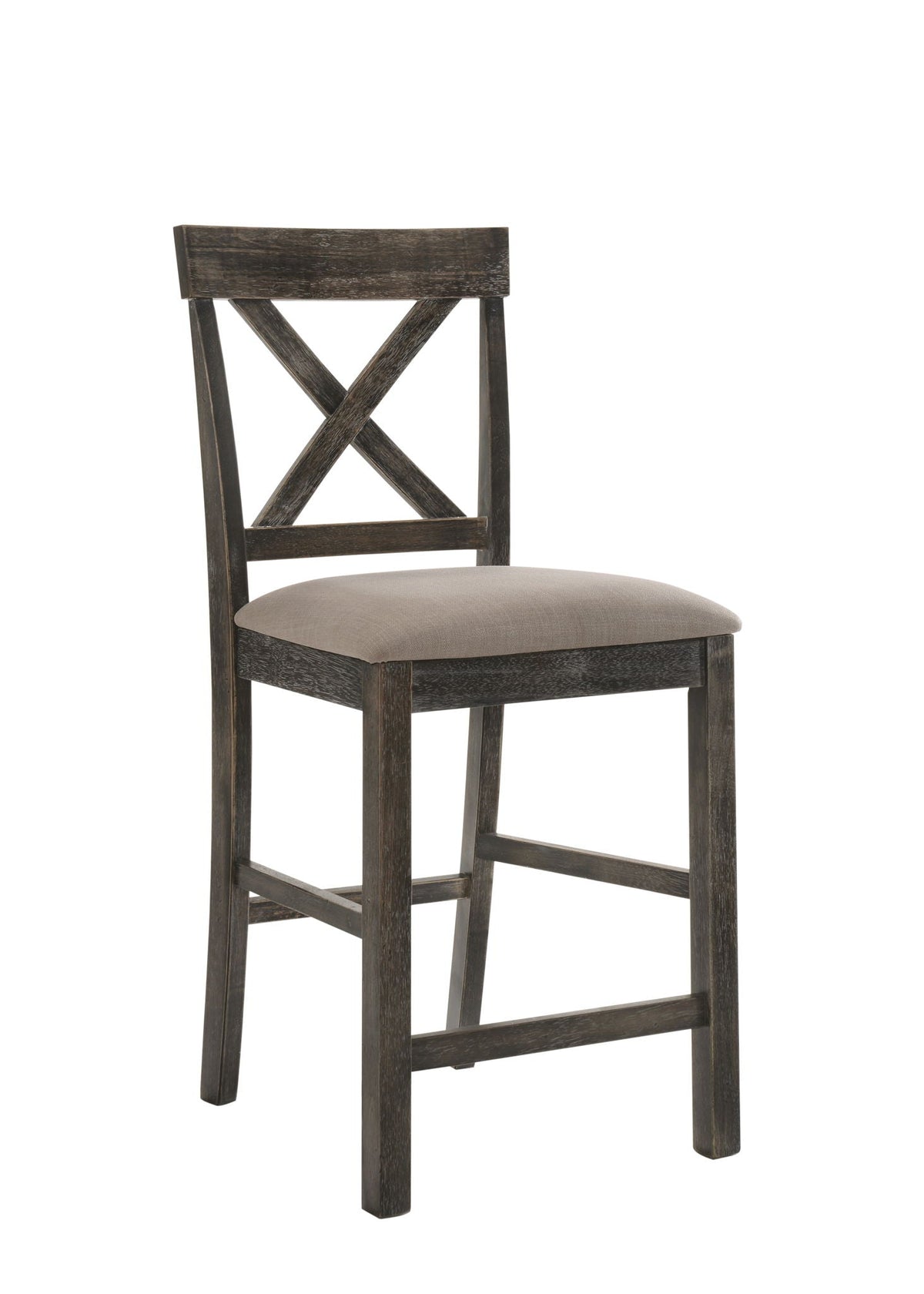 Weathered Counter Height Chair Set of 2 with Linen Seat - Gray / Tan