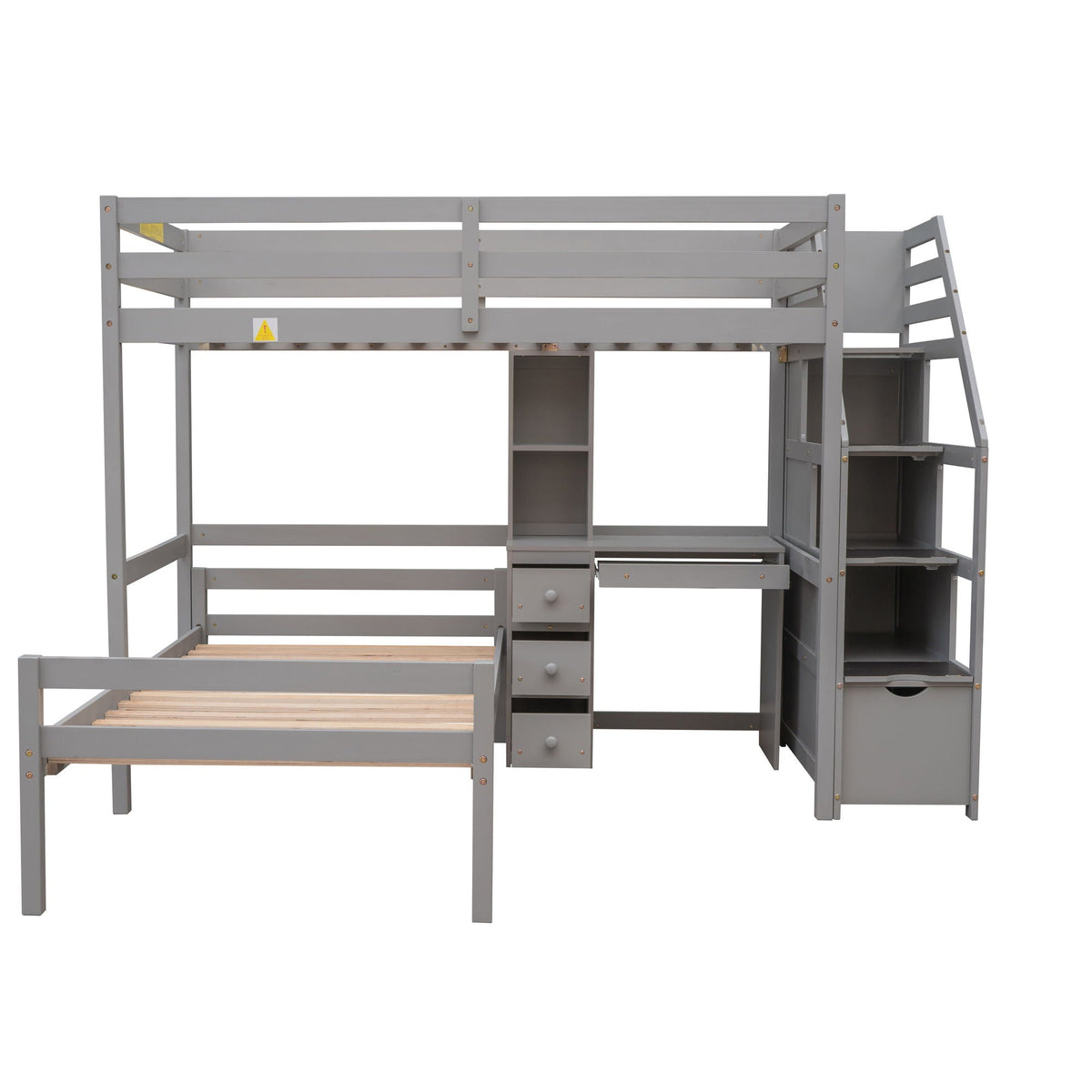 Storage Loft Bed with Stand Alone Bed and Desk - Twin Size