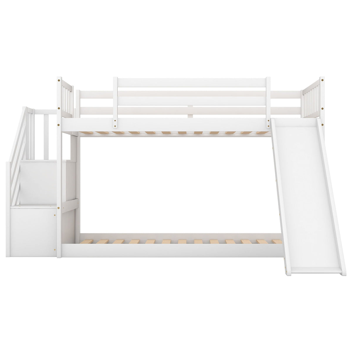 Twin Over Twin Bunk Bed with Convertible Slide and Stairway - Dark Gray or White