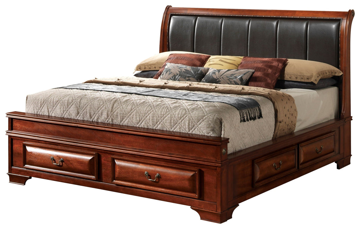 Lavita Storage Bed with Dovetailed Drawers - Light Brown or Dark Brown