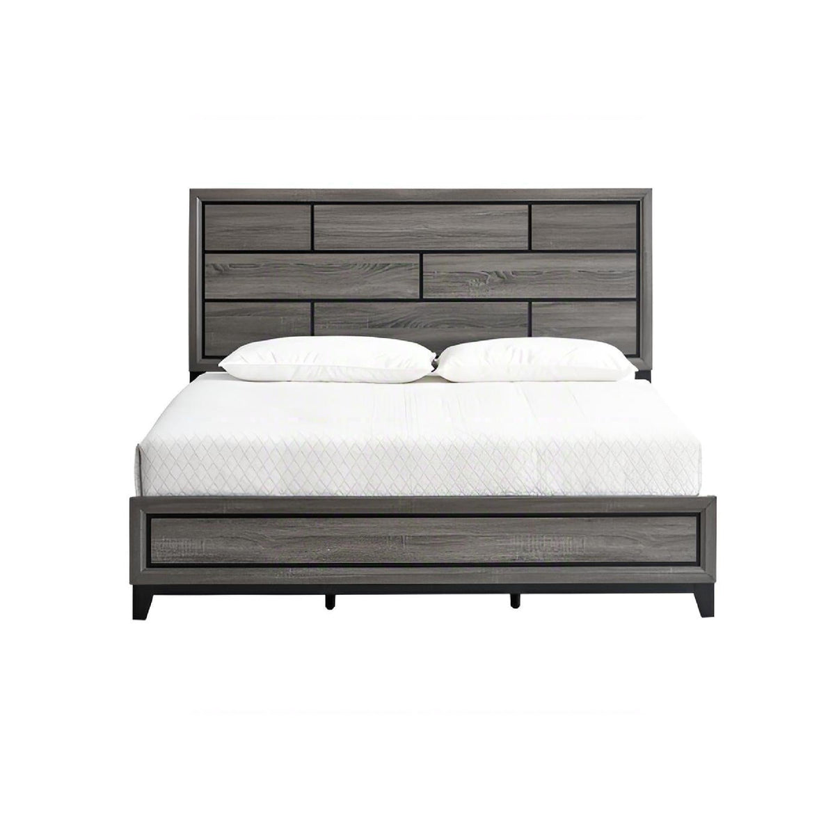 Durable Panel Bed Frame with Modern Design - Dark Gray or White