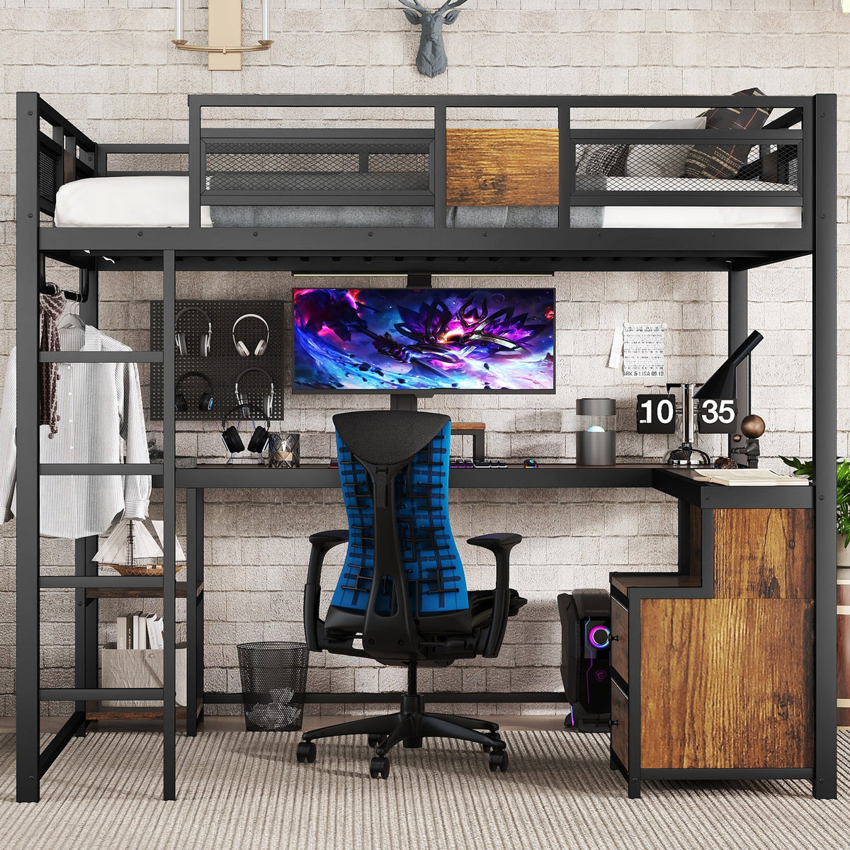 Queen Loft Bed with Desk and Storage - Space Saving Solution