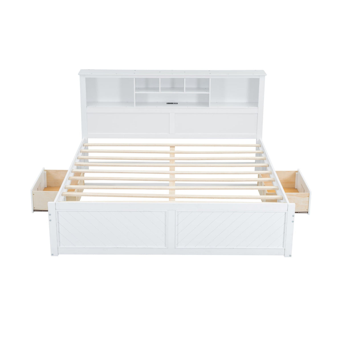 Platform Storage Bed with Multi-Storage Headboard and USB - King Size
