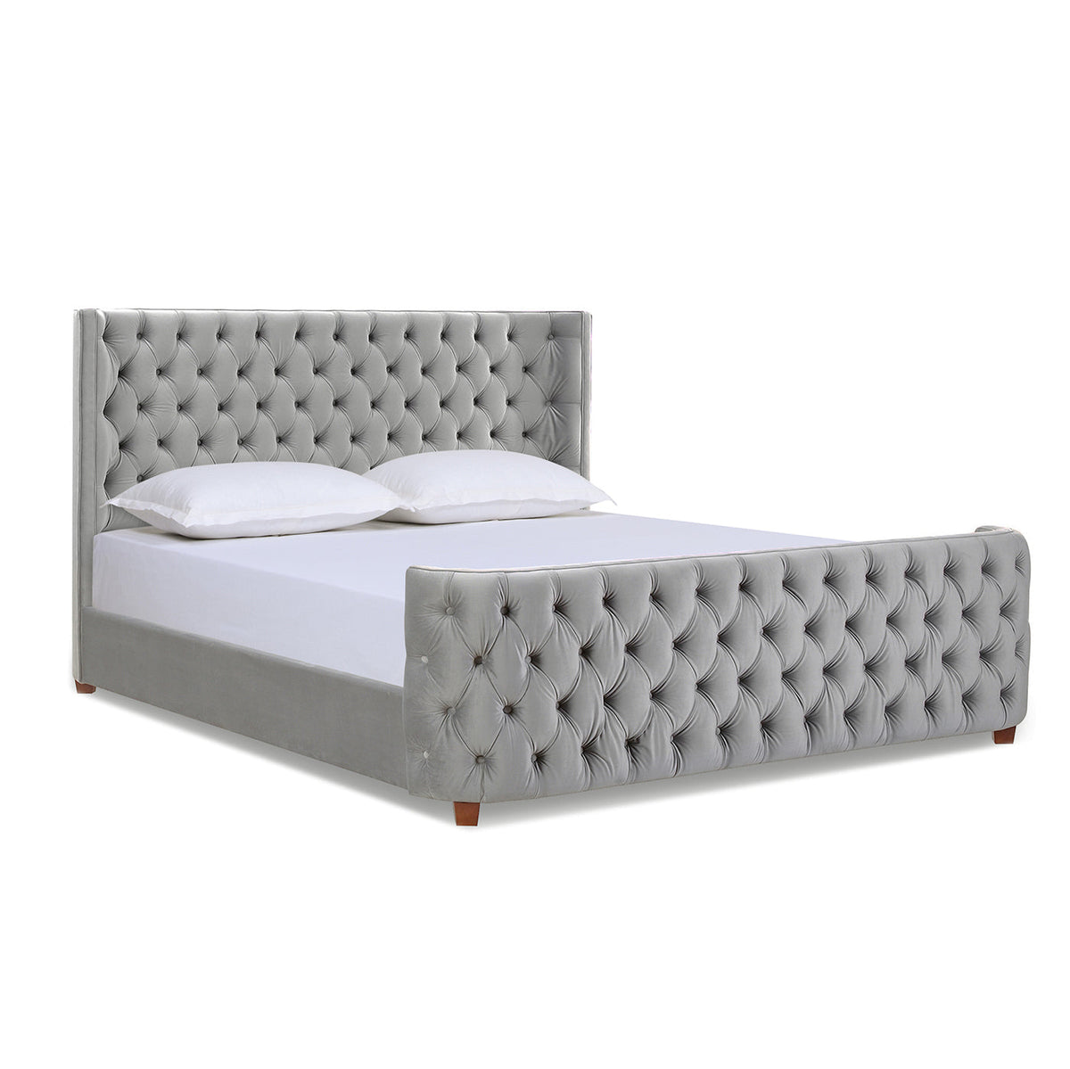 Brooklyn King Tufted Panel Bed Headboard and Footboard Set with Wingback - Opal